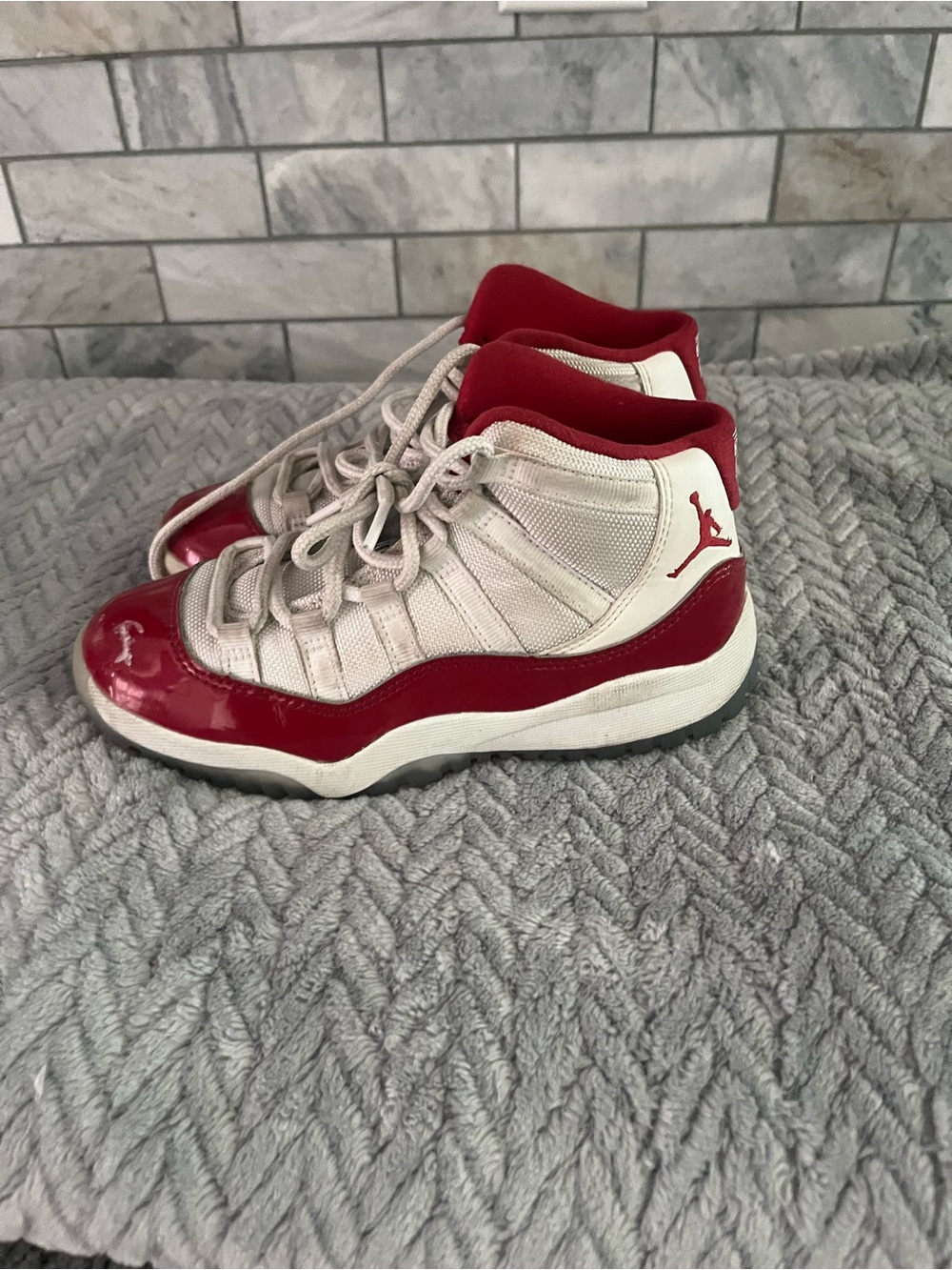 Jordan High-Top Sneakers in White and Red